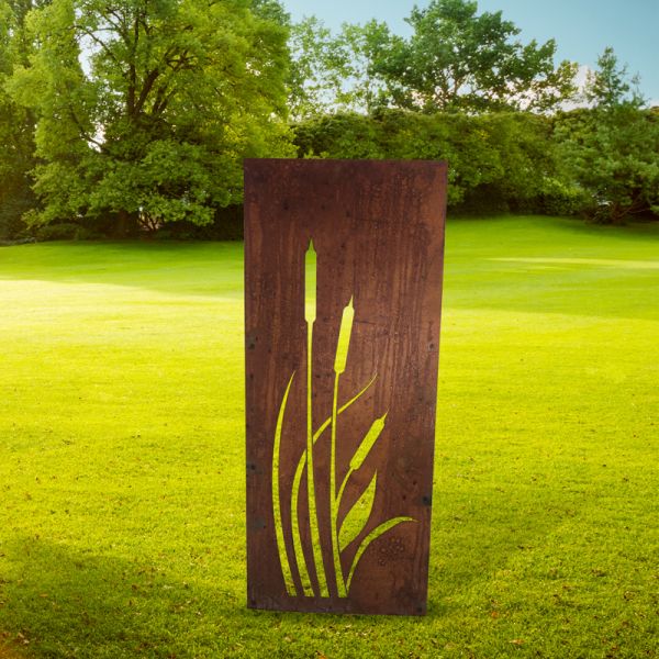 Bulrush Garden Screen Large Bare Metal/Ready to Rust - Steel - W45.7 x H147.3 cm