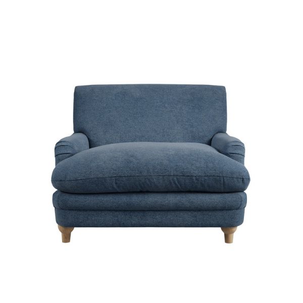 Plumpton Chair Weave - Chenille - L111.5 x W106 x H84.5 cm - Denim Blue/Oak