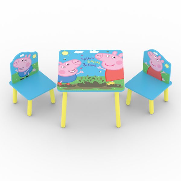 Peppa Pig Table 2 Chairs MDF Wood L50 x W50 x H48.5 cm