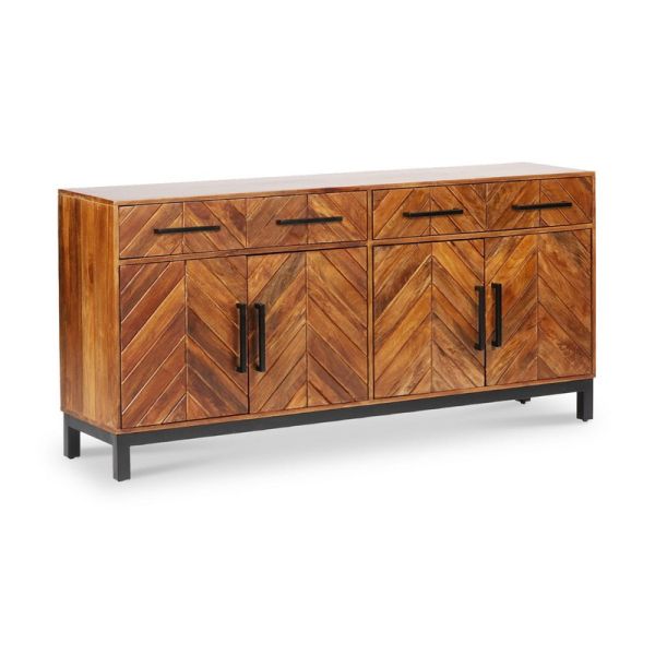 Parquet Large 170 cm Sideboard - Mango Wood/Iron - L40 x W170 x H80 cm - PP Finish