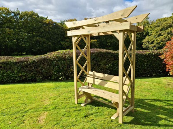 Tokyo Arch 4ft with Ashcombe Bench - Timber - L60 x W180 x H222 cm