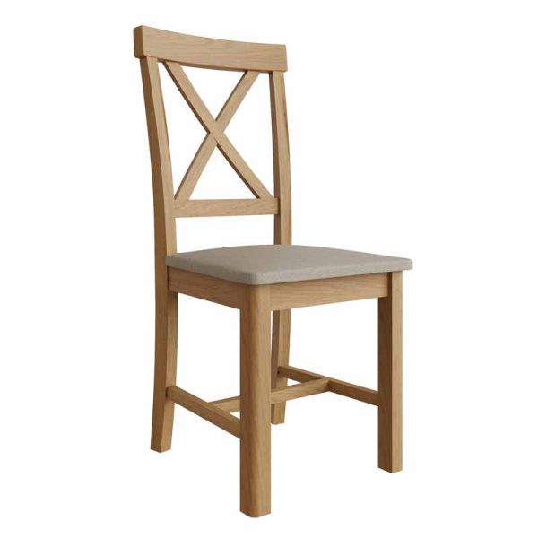 Upholstered Cross Back Chair - Pine/Plywood/MDF - L42 x W49 x H95.5 cm ...