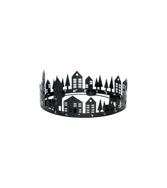Round Advent Tealight Centrepiece - Mild Steel - L33 x W33 x H15 cm - Black