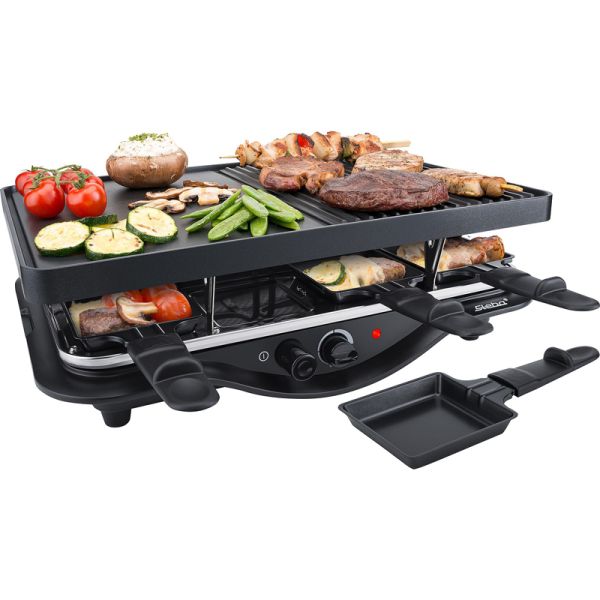 Steba Premium Electric Cast Raclette for 8 people - Steel - L15 x W45 x H30 cm - Black