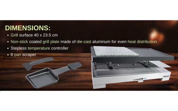 Steel/Aluminum Griddle - L15 Stainless with and Cast Cooking Steba Equipment - 8 Raclette Stone Delux Multi