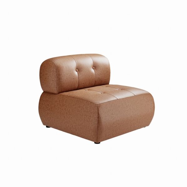 Reese Accent Chair - PU Faux Leather - L86 x W82 x H69 cm - Tan - Fully Assembled