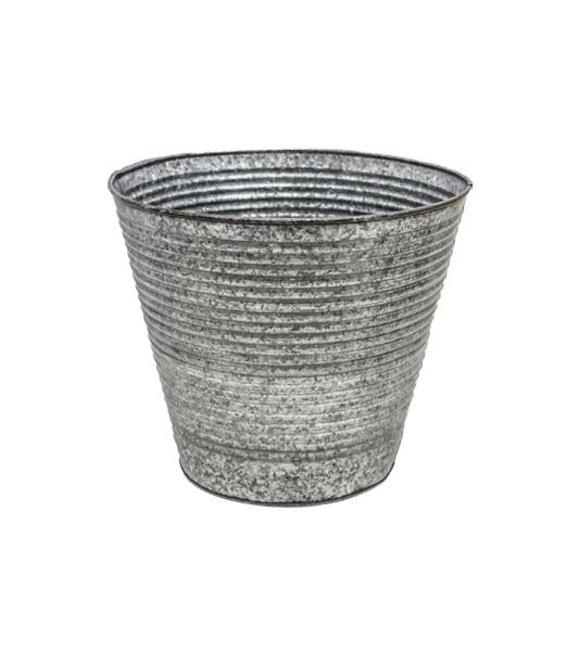 Ribbed Planter - Iron - L37 x W37 x H34 cm - Galvanised