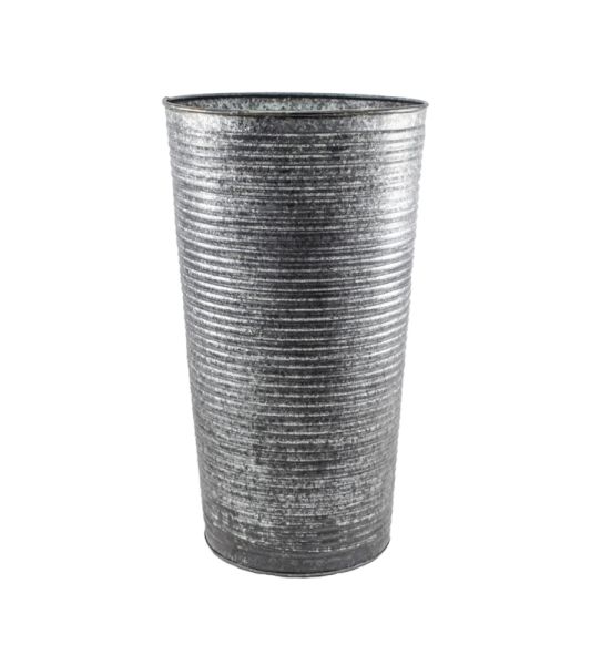 Ribbed Vase - Iron - L28 x W28 x H50 cm - Galvanised