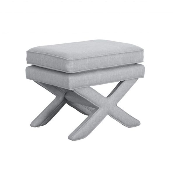 Rhode Stool - Linen Blend - L45 x W61 x H49.5 cm - Light Grey - Flat Pack