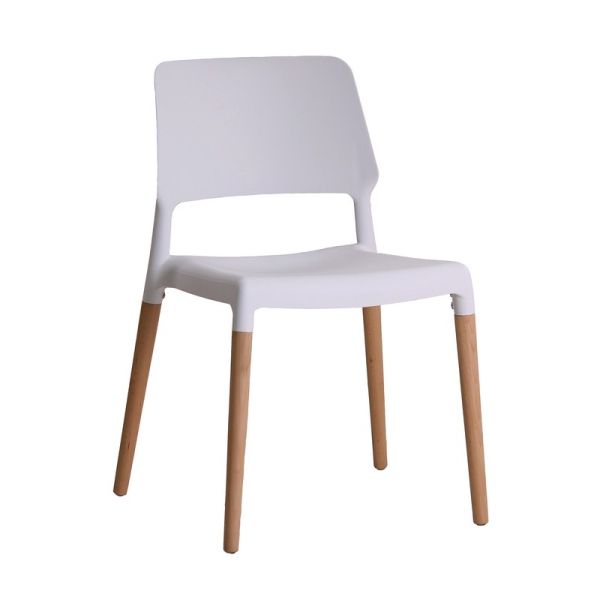 Riva Chair - Plastic/Wood - L54 x W55 x H81 cm - White