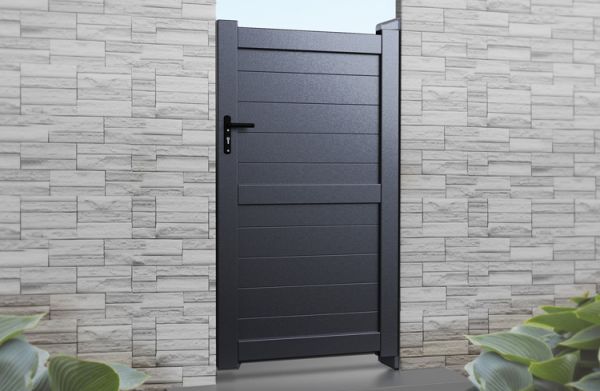 Pedestrian Gate 900x2200mm Grey - Horizontal Solid Infill and Flat Top