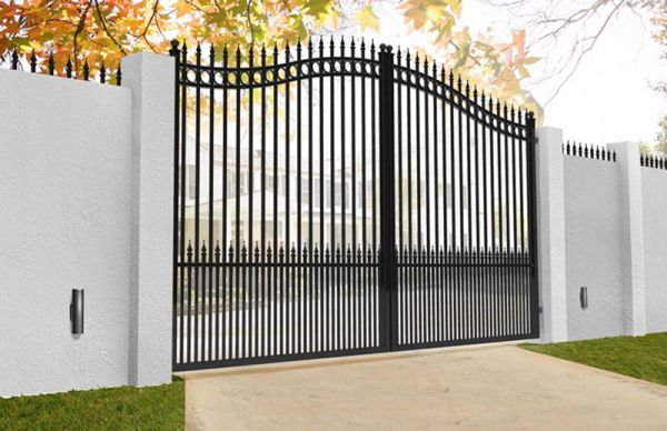 Double Swing Gate 3250x2000mm Black - Ornate Driveway with Enabling Full Visibility Gate