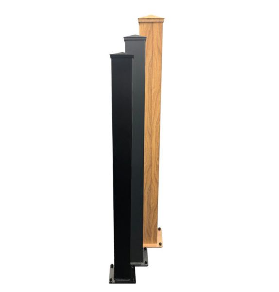 100x100x3.5mm-2400mm flanged post and Cap - Black