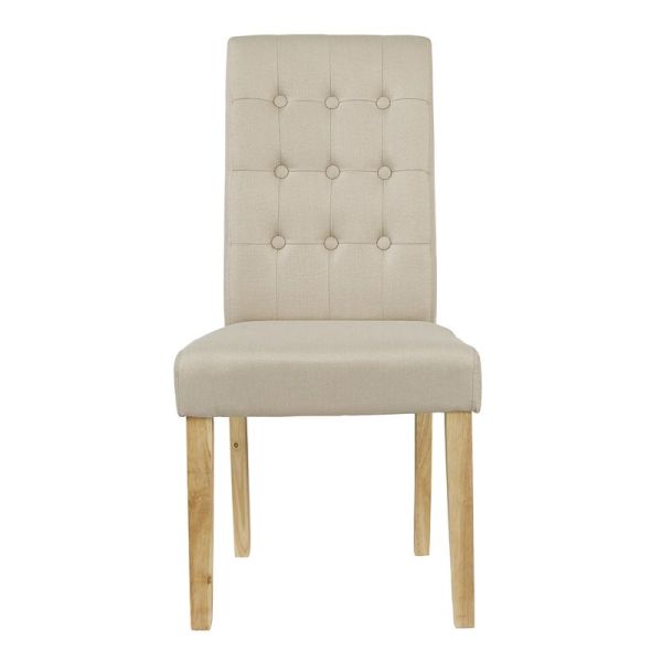 Roma Dining Chair (Pack of 2) - Linen Fabric - L63 x W47 x H103 cm - Beige