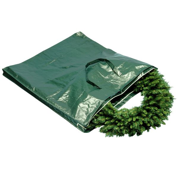 4 Feet Decorated Heavy Duty Wreath and Garland Storage Bag with Handles and Zipper-Fits