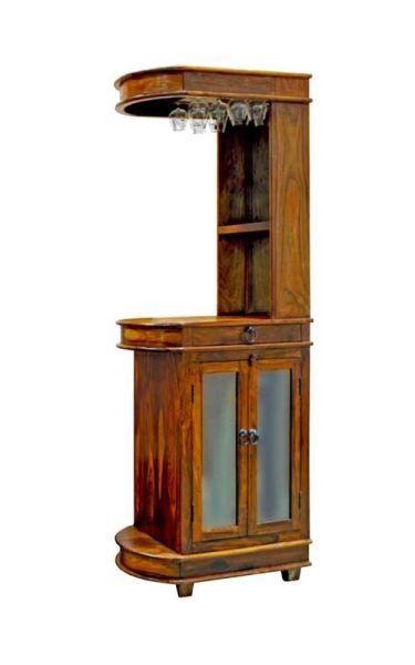 Ganga Nagin Small Bar Cabinet - Sheesham Wood - L46 x W70 x H190 cm - Honey Dark Finish