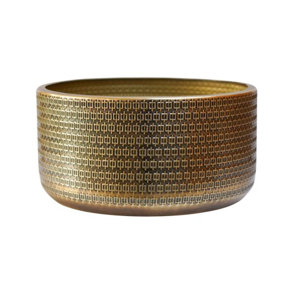 Solis Embossed Bowl Planter - Metal - L30 x W30 x H15 cm - Gold