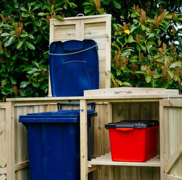 Shireburn 1 Wheelie Bin/2 Recycle Box Store - L80.4 x W134 x H120 cm - Fits 1 x 180L or 240L Wheelie Bins & 2 x Recycle Boxes