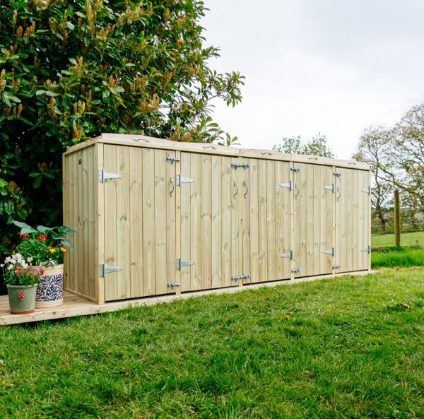 Shireburn 1 Wheelie Bin/8 Recycle Box Store - L80.4 x W308.5 x H120 cm - Fits 1x 180L or 1x 240L Wheelie Bins & 8x Recycle Boxes