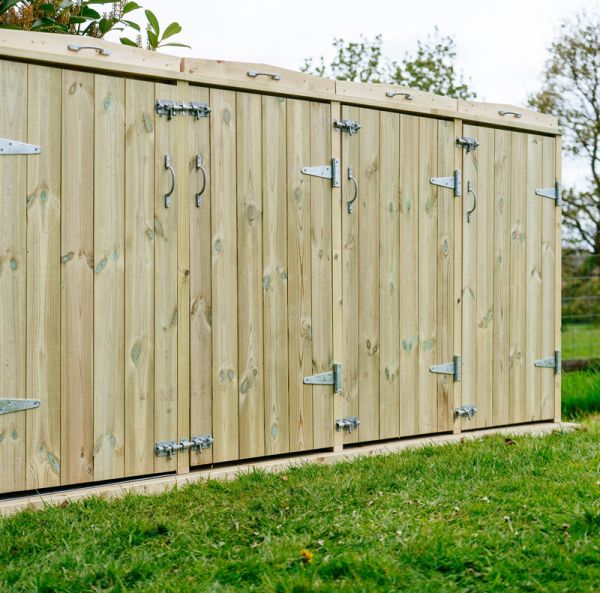 Shireburn 2 Wheelie Bin/6 Recycle Box Store - L80.4 x W319.5 x H120 cm - Fits 2x 180L or 2x 240L Wheelie Bins & 6x Recycle Boxes