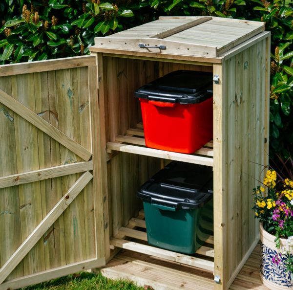 Shireburn 2 Recycle Box Store - Timber - L80.4 x W63 x H120 cm - Fits 2 x Recycle Boxes