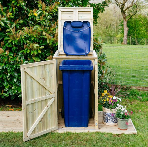 Shireburn Single Wheelie Bin Store - Timber - L97 x W74.5 x H125 cm - Fits 1 x 360L Wheelie Bins