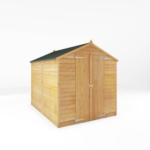 8 x 6 Feet Double Door Overlap Apex Windowless Shed - Timber - L240.4 x W190.5 x H198.6 cm - Brown