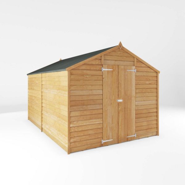 12 x 8 Feet Overlap Apex Windowless Shed - Timber - L357 x W248.4 x H211.8 cm - Brown