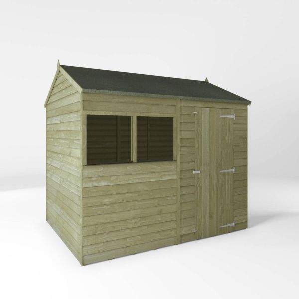 8 x 6 Feet Overlap Reverse Apex Shed - Timber - L190.5 x W241.4 x H221.8 cm - Brown