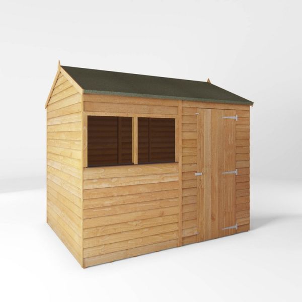 8 x 6 Feet Overlap Reverse Apex Shed - Timber - L190.5 x W241.4 x H221.8 cm - Brown