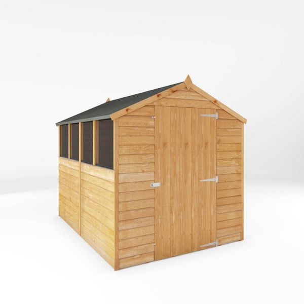 8 x 6 Feet Single Door Overlap Apex Shed - Timber - L240.4 x W190.5 x H198.6 cm - Brown