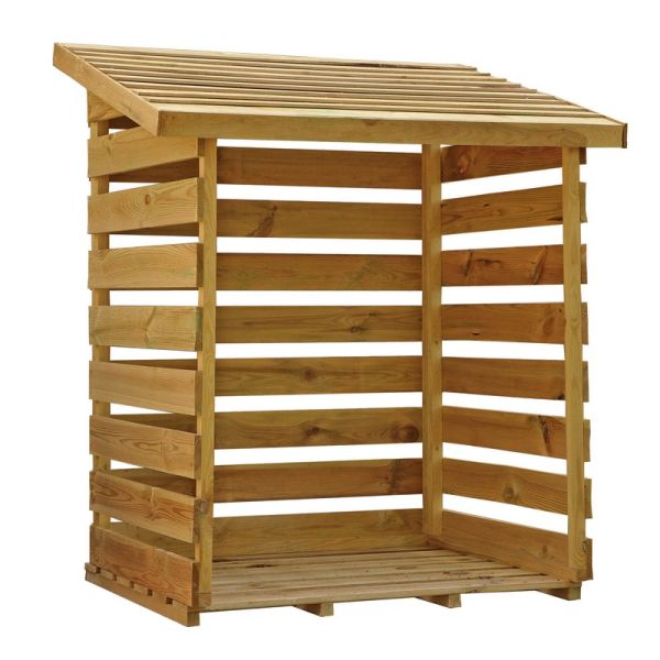 Pressure Treated Single Log Store - Timber - L82 x W105 x H126 cm - Brown