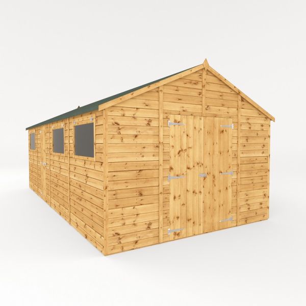 20 x 10 Feet Premium Shiplap Apex Workshop - Timber - L606.2 x W322.7 x H252.4 cm - Brown
