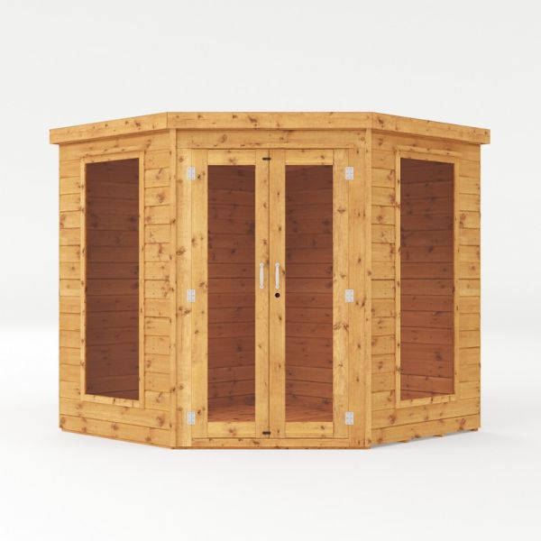 7 x 7 Feet Premium Corner Summerhouse - Timber - L207.4 x W207.4 x H200.6 cm - Brown