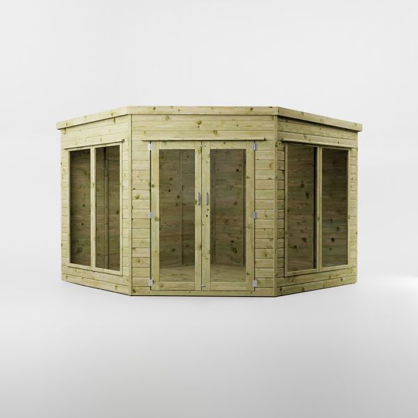 9 x 9 Feet Premium Corner Summerhouse - Timber - L291.3 x W291.4 x H214.6 cm - Brown