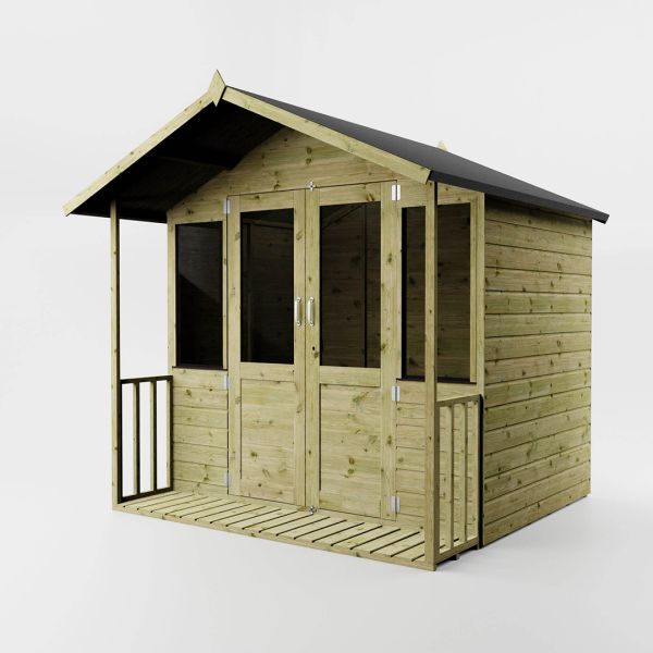 7 x 7 Feet Traditional Summerhouse - Timber - L193 x W229.5 x H221.3 cm - Brown