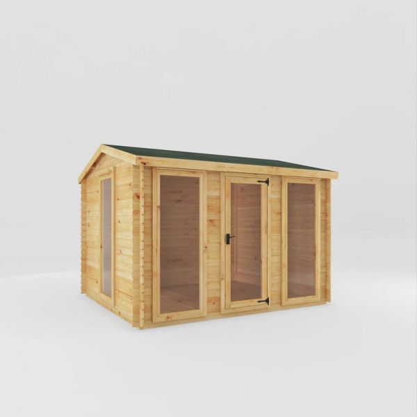 3.5 x 3 m Reverse Apex Log Cabin - 19 mm - Timber - L313.4 x W352.8 x H259.5 cm - Brown