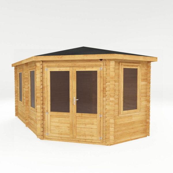 5 x 3 m Corner Lodge Grande Log Cabin - 34 mm - Timber - L317.1 x W509.6 x H274.4 cm - Brown