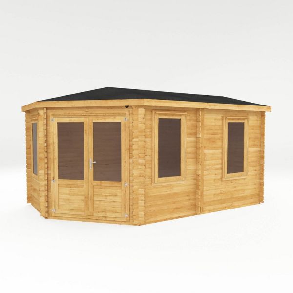 5 x 3 m Corner Lodge Grande Log Cabin - 44 mm - Timber - L317.1 x W510 x H274.3 cm - Brown