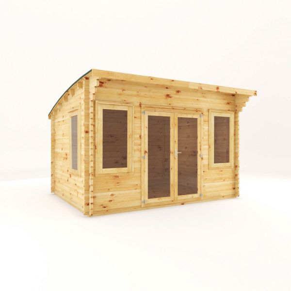 4 x 3 m Curved Roof Log Cabin - 44 mm - Timber - L348.6 x W406.4 x H260 cm - Brown