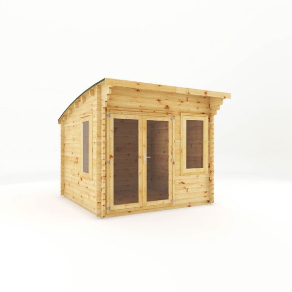 3 x 3 m Curved Roof Log Cabin - 44 mm - Timber - L348.7 x W306 x H260 cm - Brown
