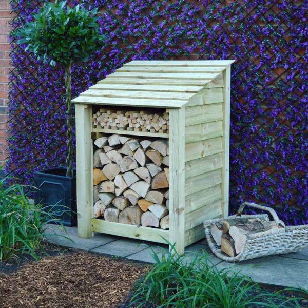 Burley 4ft Log Store with Kindling Shelf - L80 x W89.5 x H128 cm - Light Green