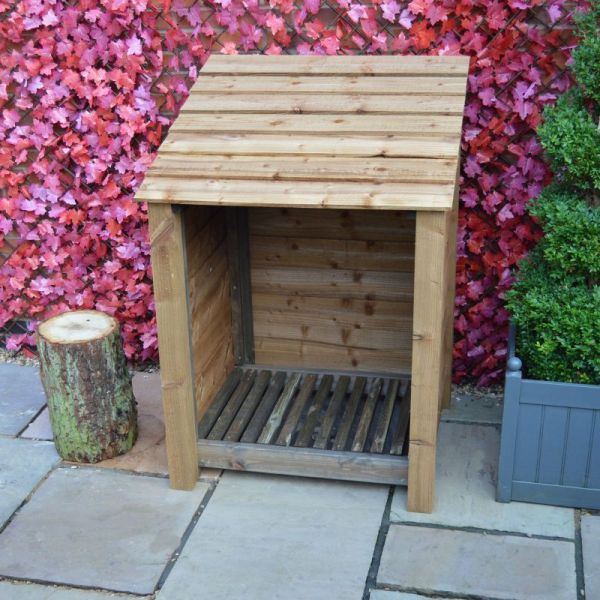 Burley 4ft Log Store - L80 x W89.5x H128 cm - Rustic Brown