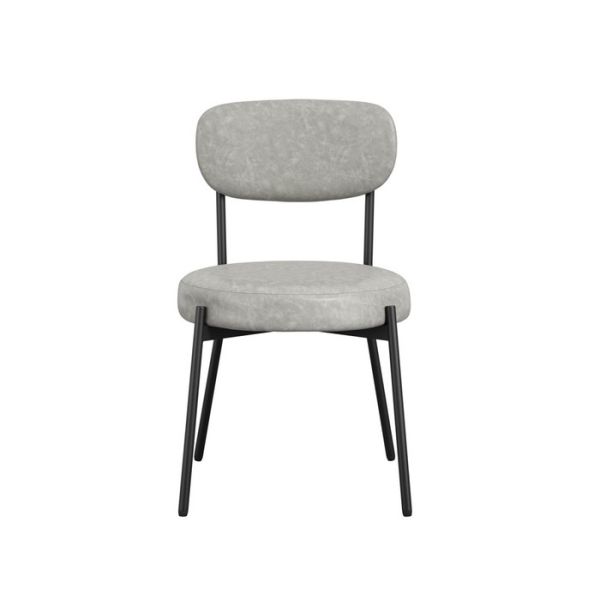 Smith Dining Chair (Pack of2) - PU/Metal - L50 x W48 x H79 cm - Graphite/Black Matte