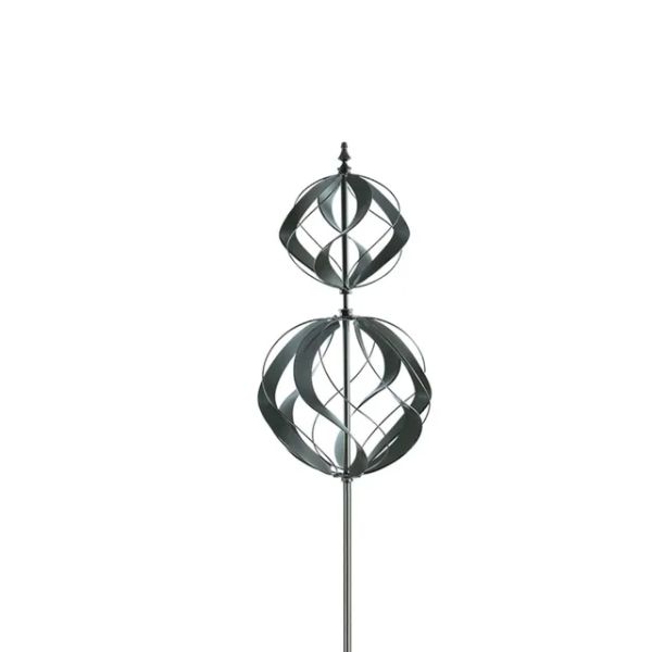 Elizabethan Double Spiral Wind Sculpture - L64 x W46 x H213 cm - Gun Metal Powder Coating