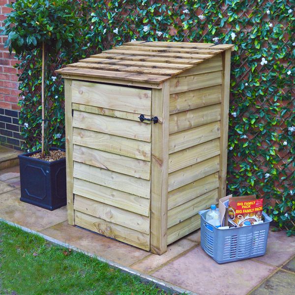 Morcott Single Recycling Bin Store - L79 x W91 x H131 cm - Light Green