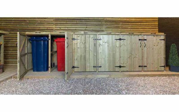 Chatburn Sextet Wheelie Bin Store - Timber - L80.4 x W423.2 x H120 cm - Fits 6 x 180L or 6 x 240L Wheelie Bins