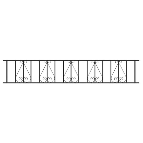 Stirling Scroll Railing Panel - Solid Steel - Fits Gap of 1830 mm x 403 mm High - Electro Galvanised/Black Powder Coated