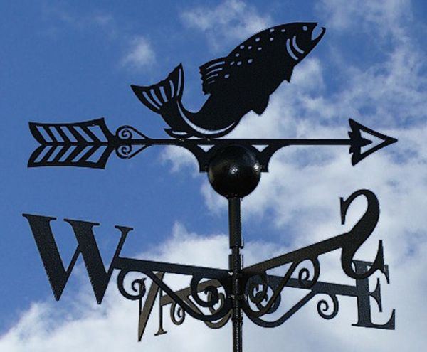 Fish Weathervane - Solid Steel - W61 x H88 cm - Black