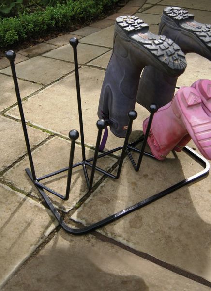 Family Boot Rack - Steel Wellie Stand - Steel - L34.3 x W53.4 x H45.8 cm - Black